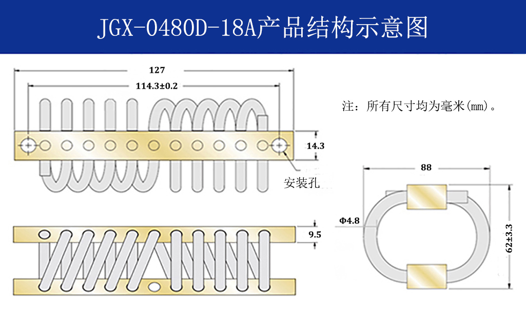 JGX-0480D-18A多應用鋼絲繩隔振器結構