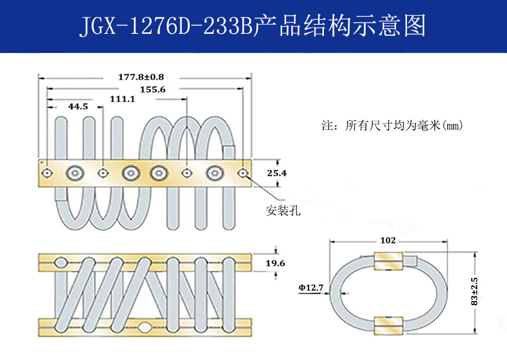 JGX-1276D-233B多應用鋼絲繩隔振器結(jié)構(gòu)
